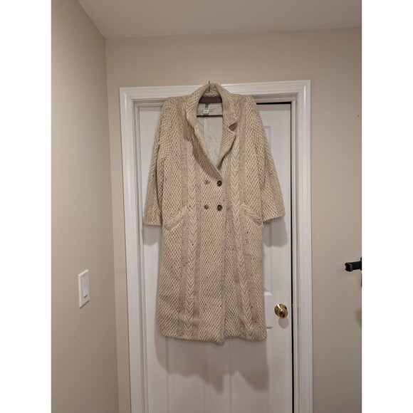 Vintage Branigan Weavers Size Medium Wool Crochet Long Sweater Jacket Ireland - Picture 2 of 11